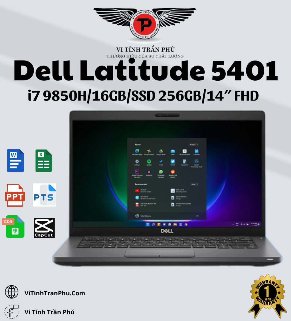 Dell Latitude 5401 (Core i7 9850H, 16G, 256G, Geforce MX150, 14 inch, FHD)