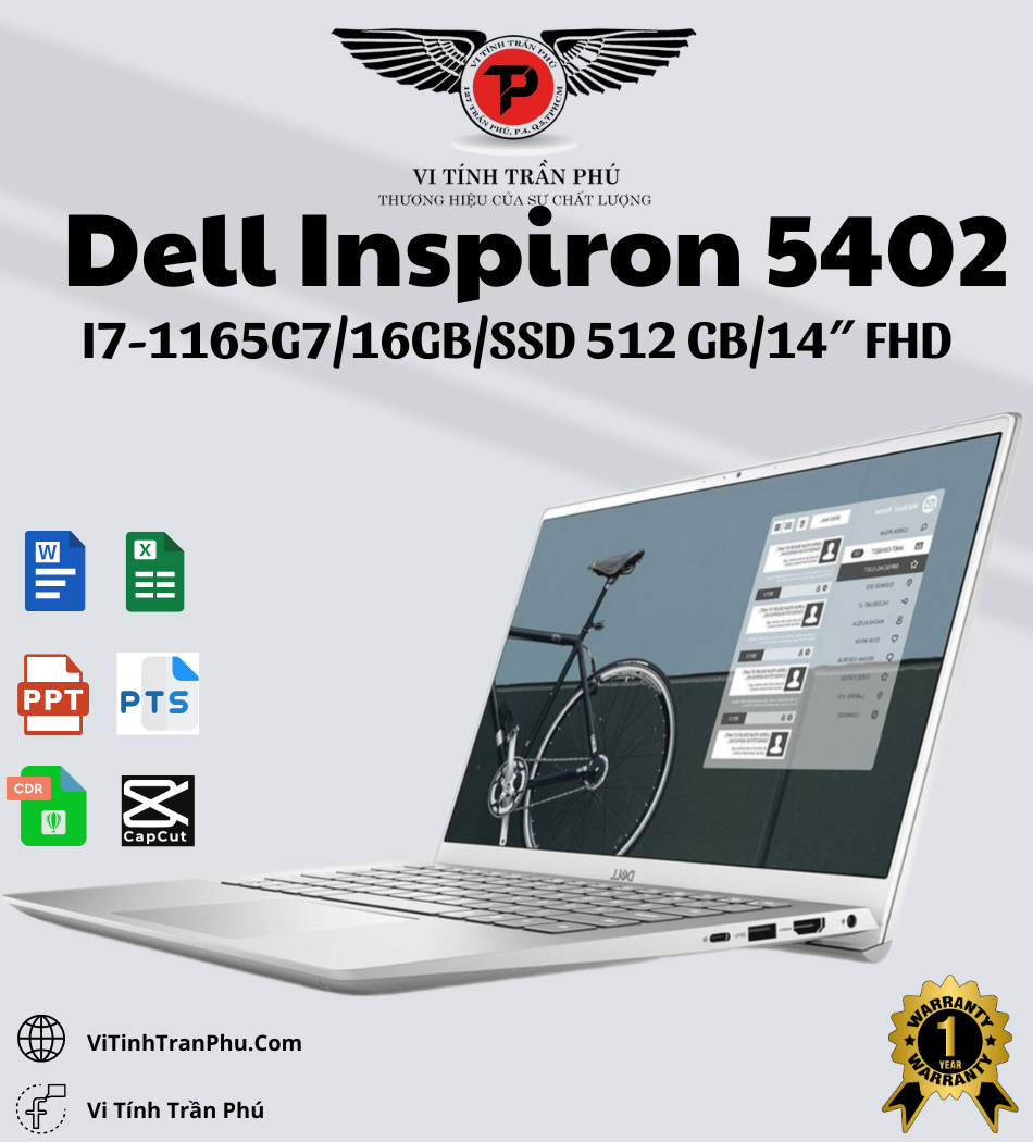 Laptop Dell Inspiron 5402 I7-1165G7| 16GB| 512GB|14 FHD LikeNew 99% Có Box
