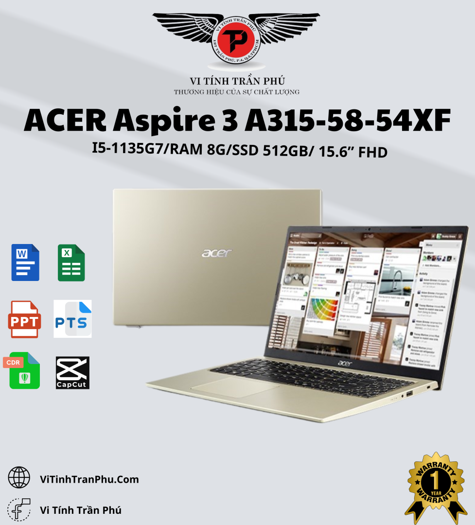 Laptop Acer Aspire 3 A315 58 54XF (i5 1135G7/ 8GB/ 512GB/ 15.6in/ Win11)