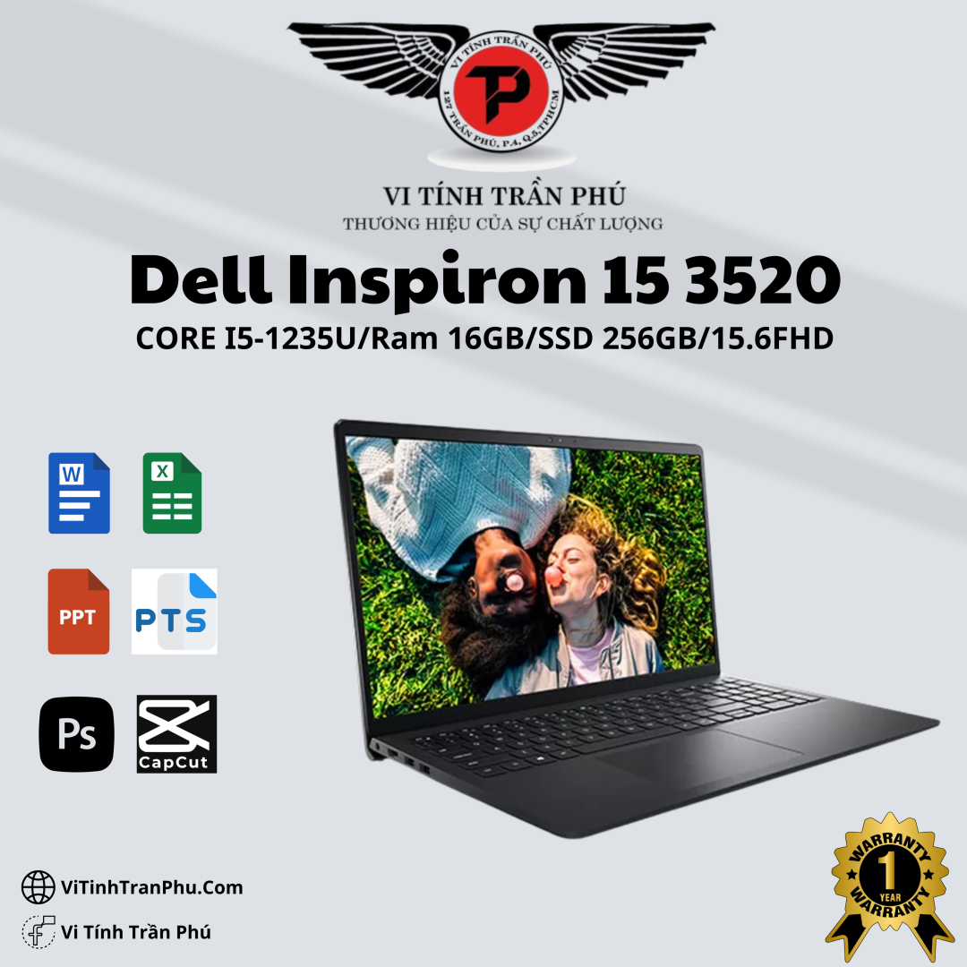 Laptop DELL Inspiron 15 3520 (Core i5-1235U| 16GB| 256GB| Iris® Xe Graphics |15.6 inch FHD| Win 11)