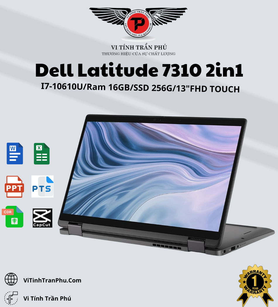 Laptop Dell Latitude 7310 2-in-1 Core i7-10610U /RAM 16GB/ SSD 256GB 13.3 inch FHD Touch