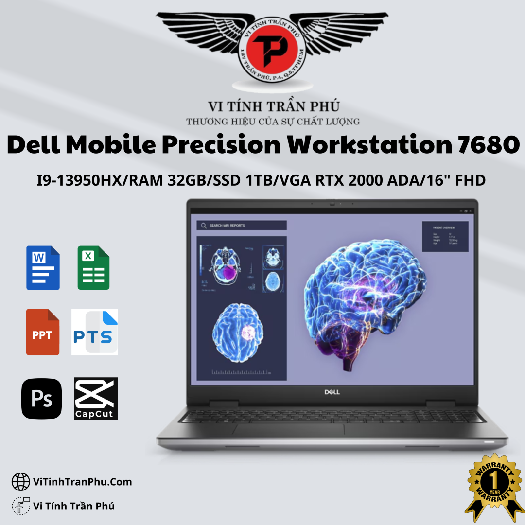 Laptop Dell Precision 7680 vPro(i9-13950HX/ 32GB/1TB SSD/RTX2000 Ada 8GB/16