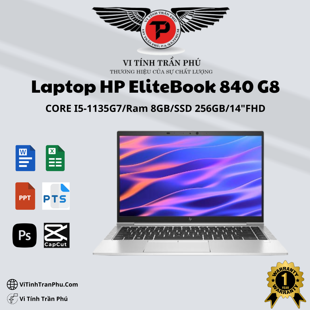Laptop HP Elitbook 840G8 - I5 1135G7 /Ram 8GB /SSD 256GB/ 14FHD