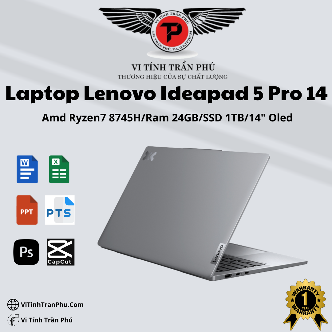 Laptop Lenovo Ideapad 5 Pro 14 Xiaoxin I Amd Ryzen7 8745H \ 24G R5 6400 \ 1T Ssd M2 Nvme \ 14