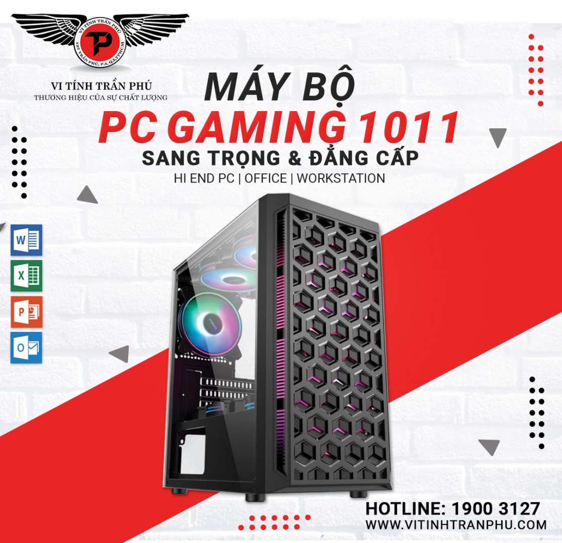 MÁY BỘ GAMING 1011 : I3 10105F/MAIN H410/DDR4 8G/VGA RX550 4G/SSD 120G/POWER 400W