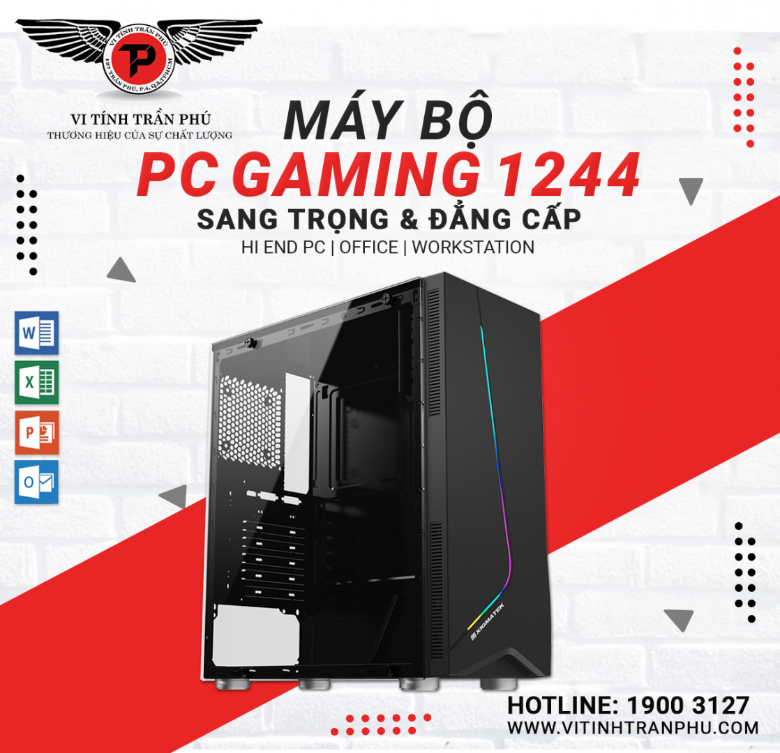 MÁY BỘ GAMING 1244 : I3 12100F/MAINH610/8G/GT730 2G/SSD120GB/500W