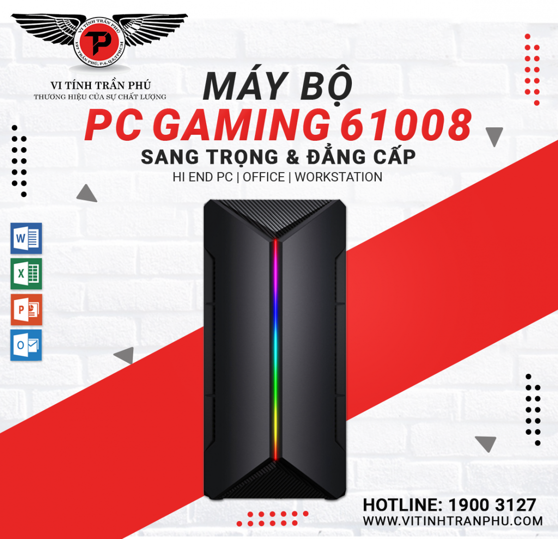 MÁY BỘ GAMING 61008 : H110/I3 6400T/8G/RX550 4G/SSD120GB/HDD500GB/400W