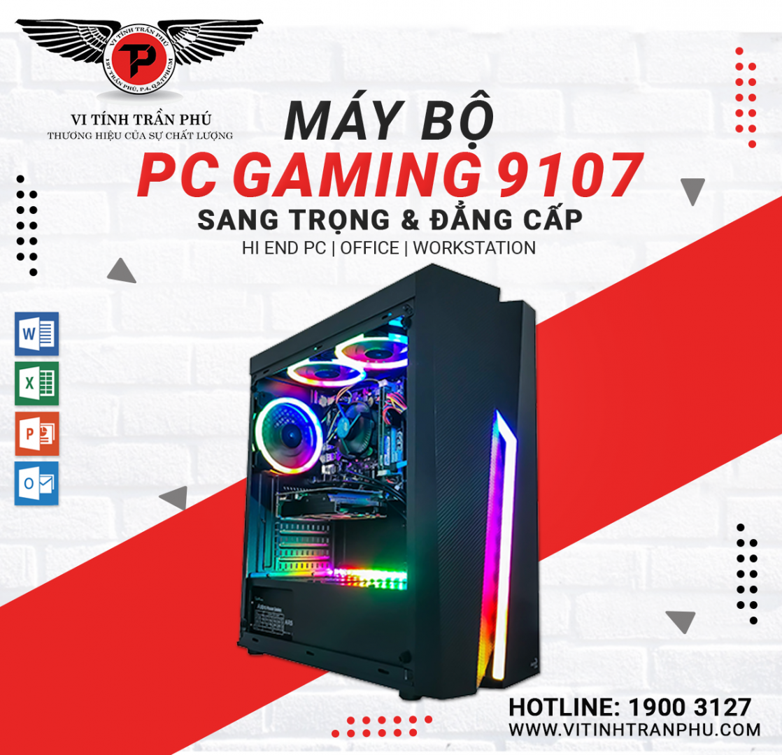 MÁY BỘ GAMING 91007 : I5 9400F/MAIN B360/8G/RX550 4G/SSD128G/400W