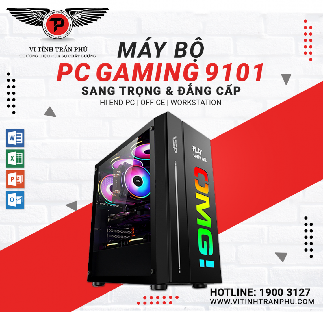 MÁY BỘ GAMING 91001 : I3 9100F/H310/8GG/GTX1030 2G/SSD128G/400W