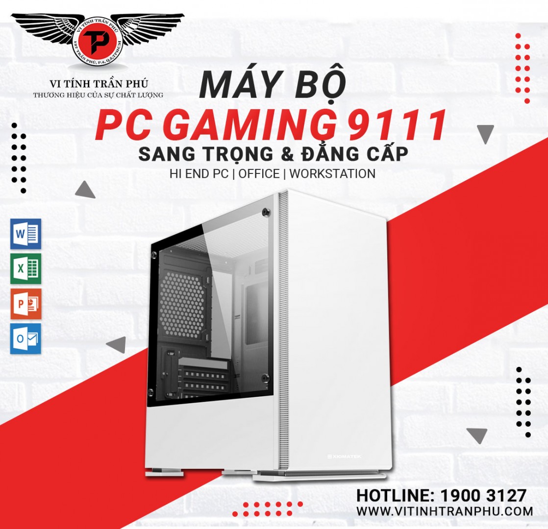 MÁY BỘ GAMING 9111 : i3 10105F/MAIN H410/8G/GT730 2G/SSD120G/400W