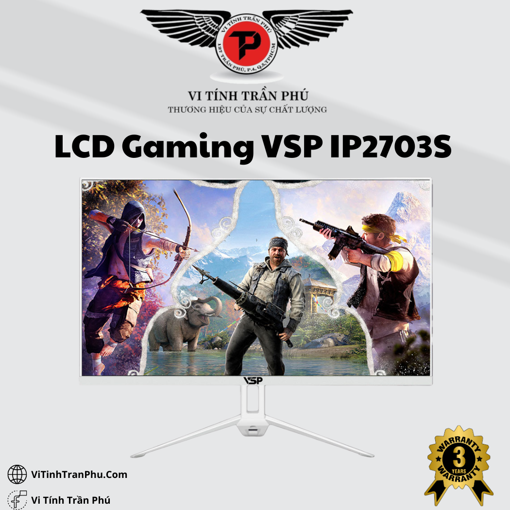 Màn hình VSP IPS esport gaming 27inch tràn viền IP2703S - White