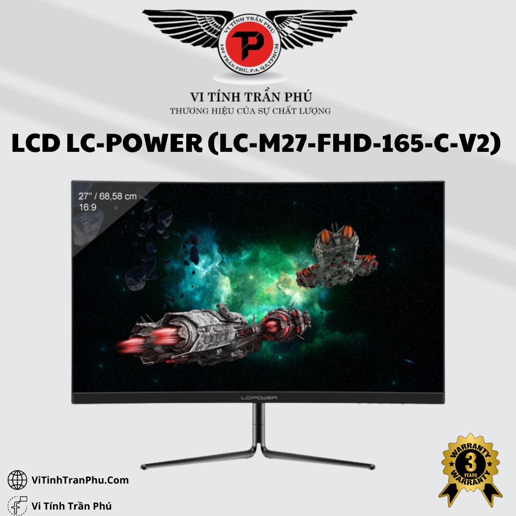 Màn hình LCD 27″ LC-POWER (LC-M27-FHD-165-C-V2) FHD 165Hz VA Cong Chính Hãng