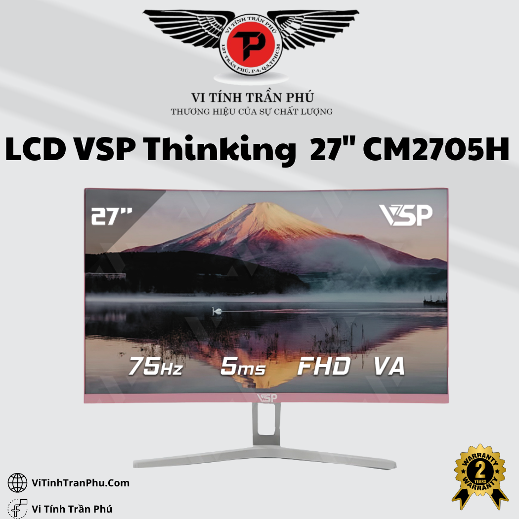Màn hình cong VSP Thinking monitor 27inch -CM2705H / Trắng - Hồng