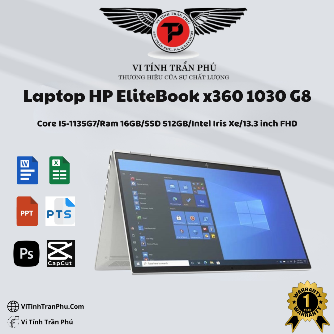Laptop Hp Elitbook 1030 G8 - Core i5 1135G7 / Ram 16GB/ Nvme 512GB/ 13.3