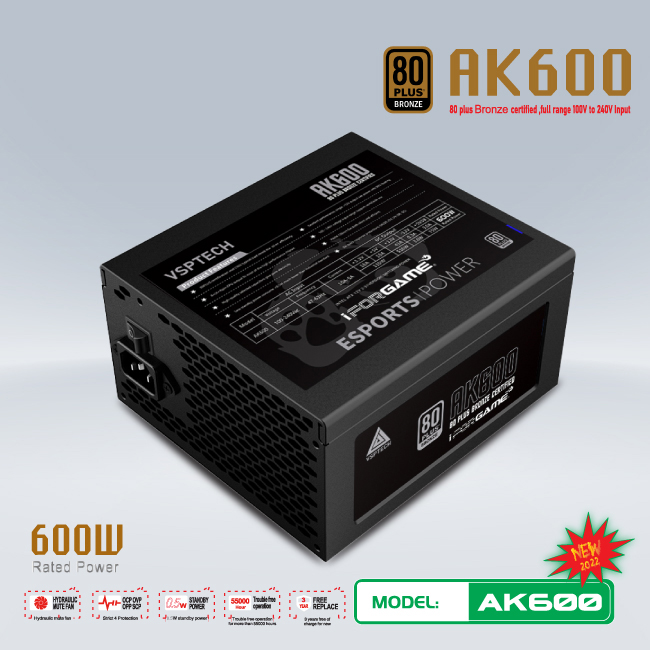 NGUỒN VSP 600W iForgame AK600 80PLUS BRONZE NEW BH36T