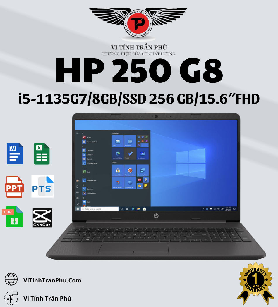 HP 250 G8, i5 1135G7, 8GB, SSD 256GB, 15.6