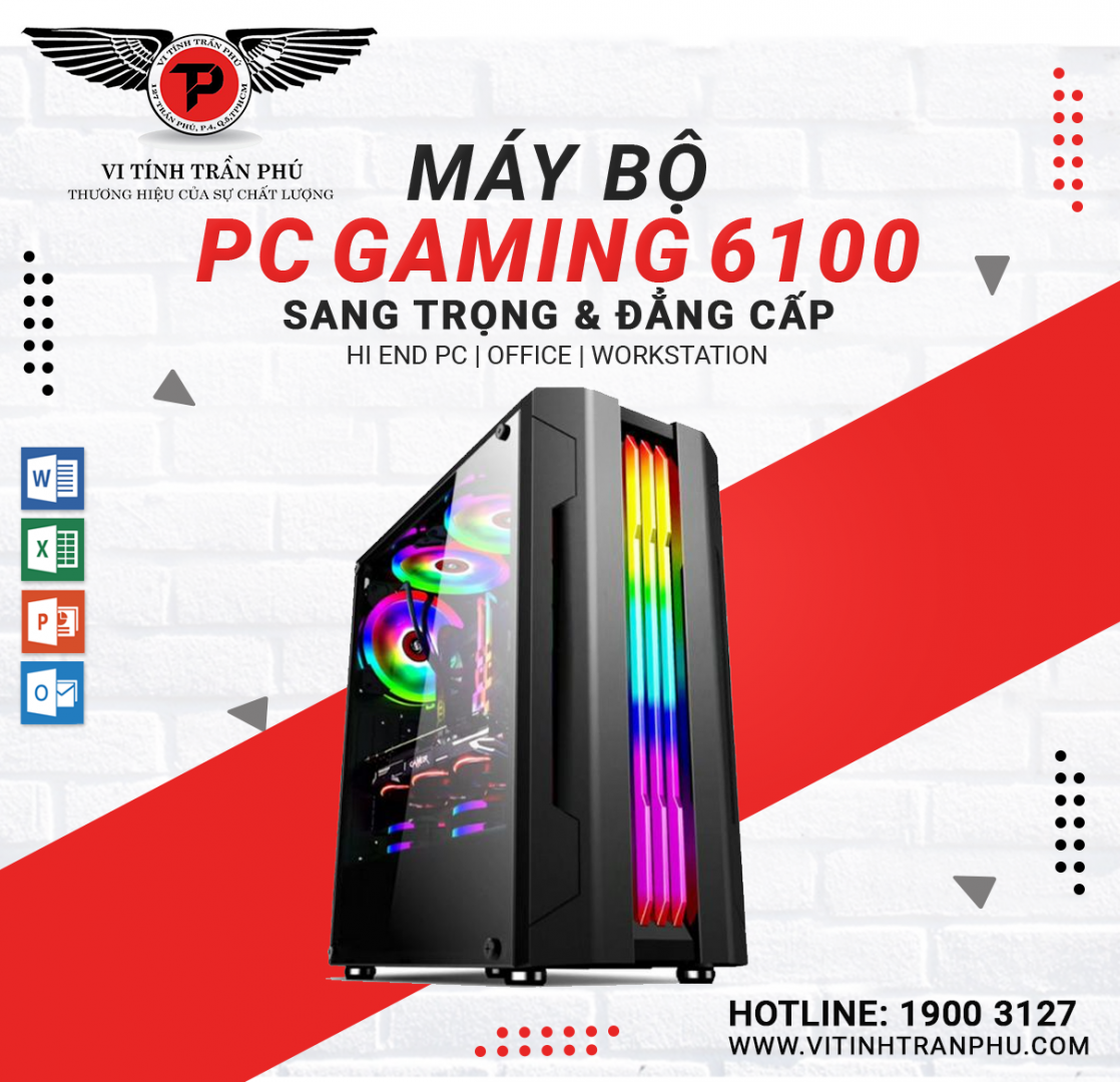 MÁY BỘ GAMING 61001 : H110/I3 6100T/8G/GTX1050 2G/400W