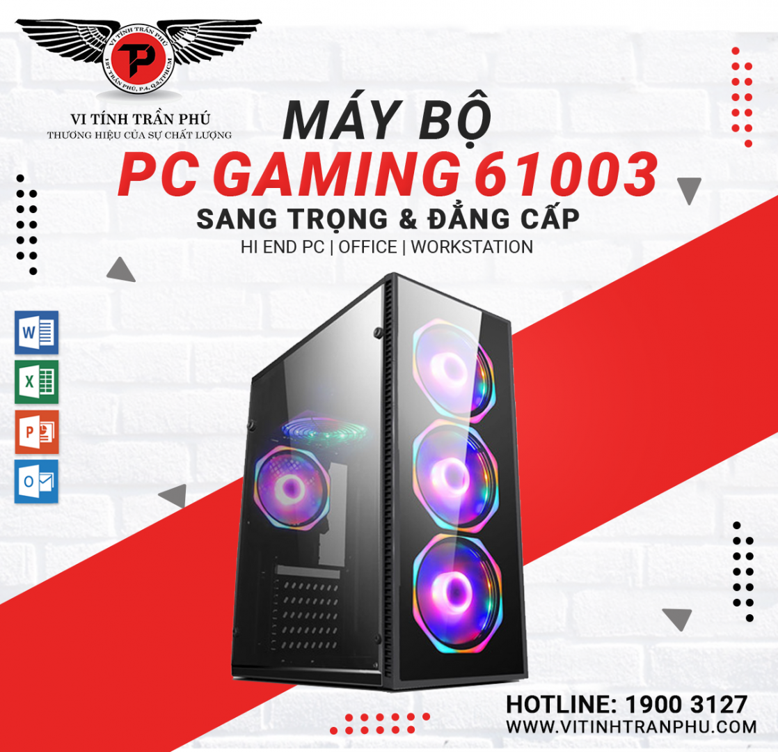 MÁY BỘ GAMING 61003: H110/I3 6100T/8G/RX560 4G/400W